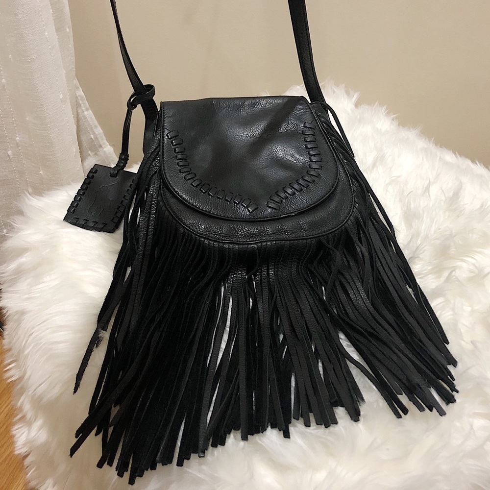 Black Ralph Lauren Fringe Crossbody Bag